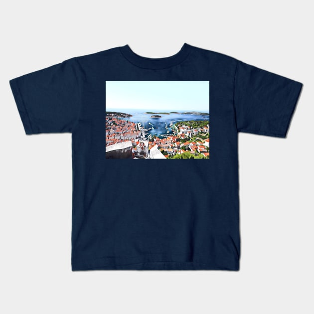 Hvar island from up high Kids T-Shirt by ellaine13